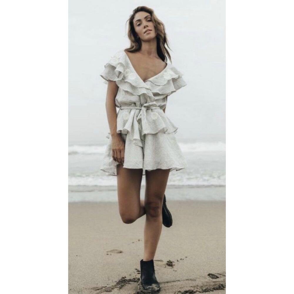 Inika Choo Striped Floral Embroidered Dress